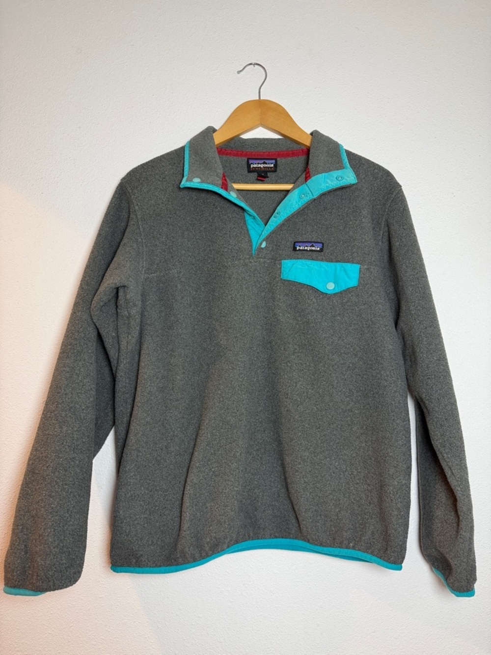 Patagonia Lightweight Synchilla Snap-T Fleece Pullover Grey & Teal  Women’s M